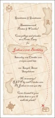 Pirate Birthday Party Invitations on Pirate Treasure Map Invitation